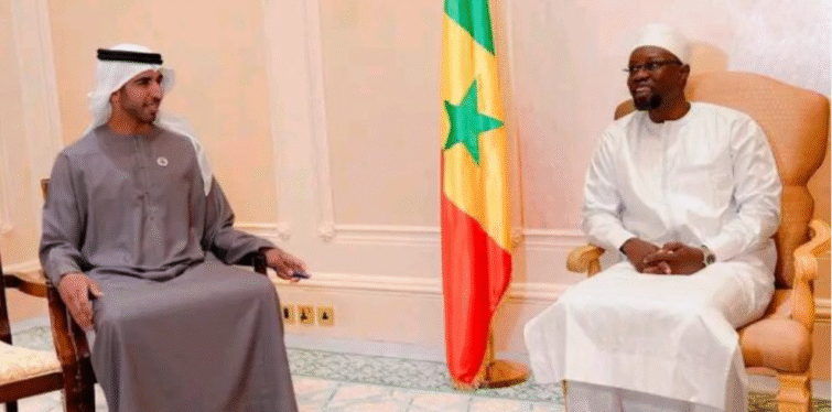 Ousmane Sonko en séance de travail avec le ministre émirati en charge des affaires africaines