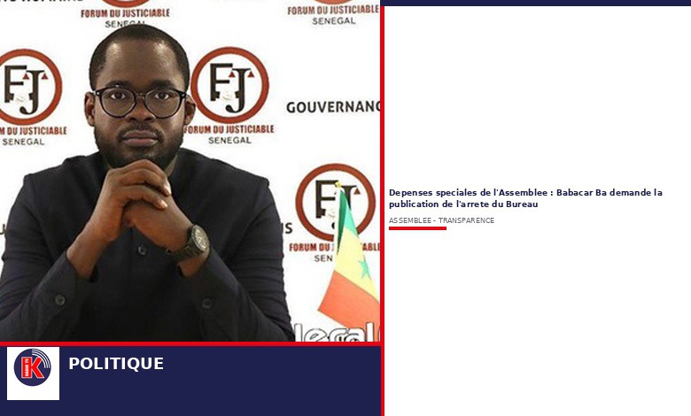 Assemblée : Babacar Ba réclame la transparence sur les dépenses spéciales
