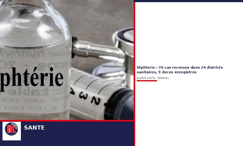 Diphtérie au Sénégal : 76 cas confirmés dans 24 districts, 9 décès déplorés