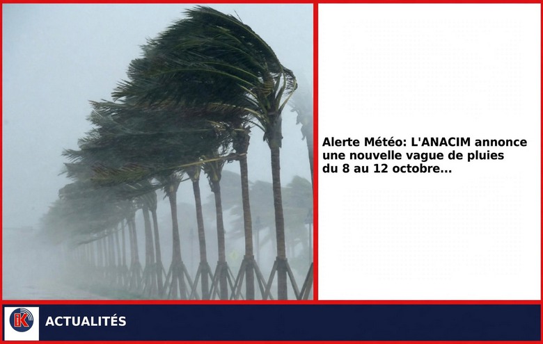 Pluies : L&rsquo;ANACIM alerte pour la période du 8 au 12 octobre